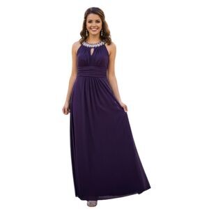 Sweet Storm Maxi Dress Womens Small Purple Beaded Chiffon Prom Party Gown Formal